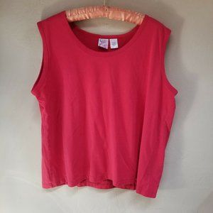 Sue Scott Womens Plus Size 1X Scoop Neck Sleeveless Tank Top Red Cotton Blend